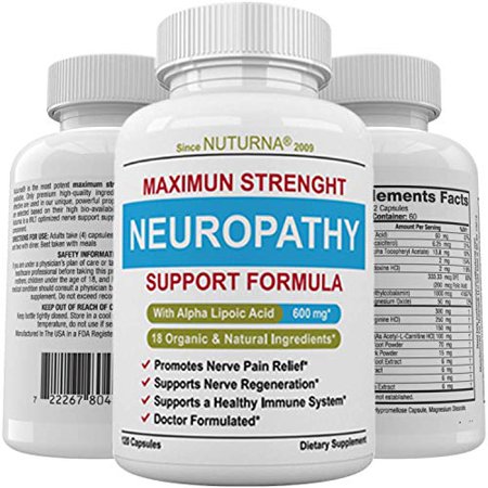 Neuropathy Support Supplement - Nerve Pain Support with 600 mg Alpha Lipoic Acid Daily Dose - Peripheral Neuropathy - Feet Hand Legs Toe Maximum Strength Nerve Renew Repair Support Formula, 120 Caps - 722267804862