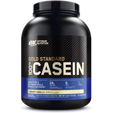 OPTIMUM NUTRITION GOLD STANDARD 100% Micellar Casein Protein Powder, Slow Digesting, Helps Keep You Full, Overnight Muscle Recovery, Creamy Vanilla, 4 Pound (Packaging May Vary) - 722763327513
