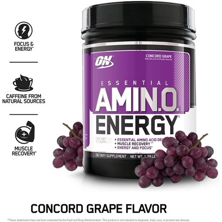 Optimum Nutrition Amino Energy - Pre Workout with Green Tea, BCAA, Amino Acids, Keto Friendly, Green Coffee Extract, Energy Powder - Concord Grape, 65 Servings - 723554945367