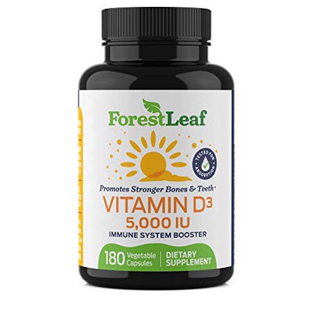 Vitamin D3 5 000 IU Daily Supplement - 180 Vegetable Capsules - by ForestLeaf - 724456488990