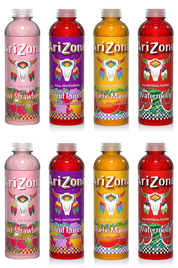  AriZona Juice Variety Pack 4 Flavors, Natural Flavors 20 Fl Oz Bottles (Pack of 8)  - 724751469687