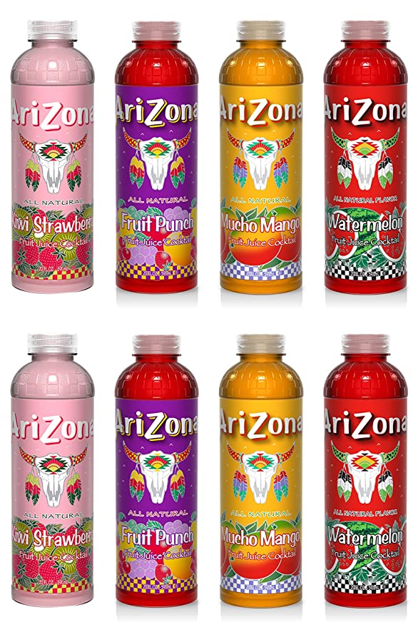 AriZona Juice Variety Pack 4 Flavors, Natural Flavors 20 Fl Oz Bottles (Pack of 8) - 724751469687