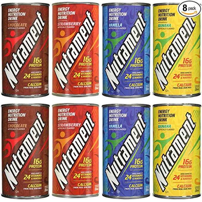  Nutrament Nutritional Drink, Meal Replacement, Energy Nutrition drink, 4 Flavor Variety Pack, 12 Ounce (Pack of 8)  - 724751469717