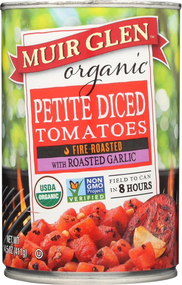 Muir Glen Organic Fire Roasted With Roasted Garlic Petite Diced Tomatoes - 00725342269297