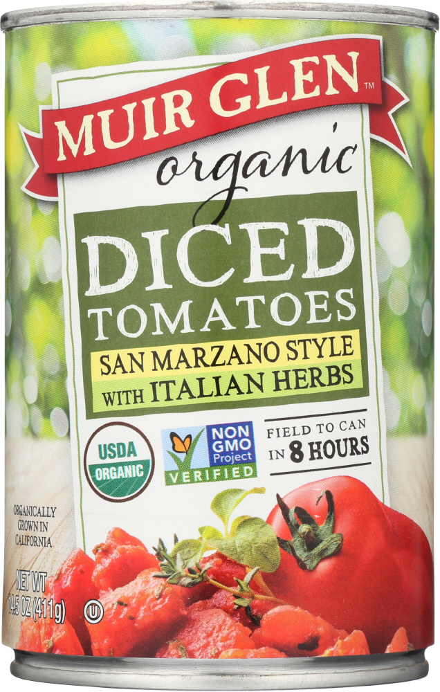 MUIR GLEN: Organic Diced Tomatoes With Italian Herbs, 14.5 oz - 0725342283811