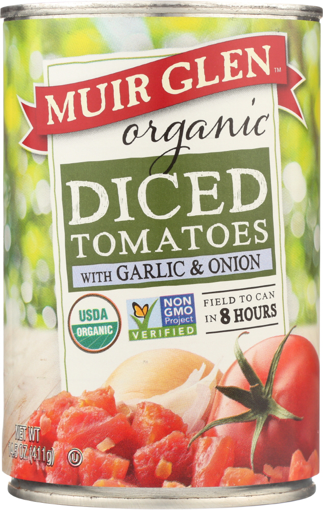  Muir Glen Organic Diced Tomatoes, Garlic & Onion, 14.5 oz  - 725342287314
