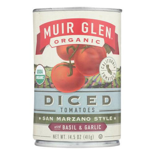 Muir Glen Diced Tomatoes Basil And Garlic - Tomato - Case Of 12 - 14.5 Oz. - 725342287413