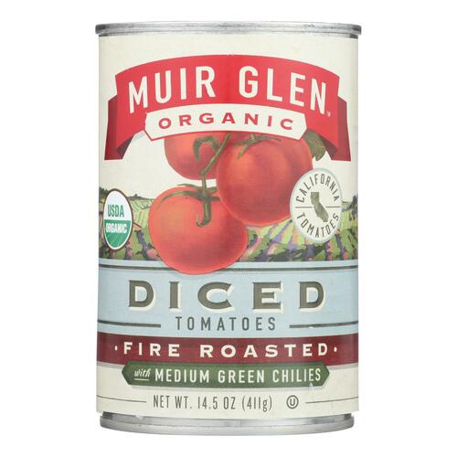 Muir Glen Fire Roasted Diced Tomatoes With Green Chilies - Green Chilies - Case Of 12 - 14.5 Oz. - 725342292110