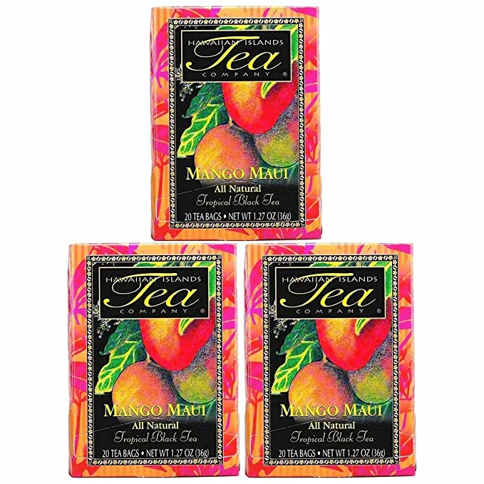 Hawaiian Islands Mango Maui Tropical Black Tea, All Natural - (20 Tea Bags Per Box) (60 Tea Bags (Pack of 3)) - 726080000098