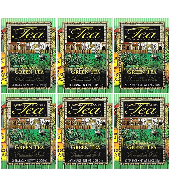 Hawaiian Islands Tea, Organic Green Tea (120 Tea Bags (Pack of 6)) - 726080000197