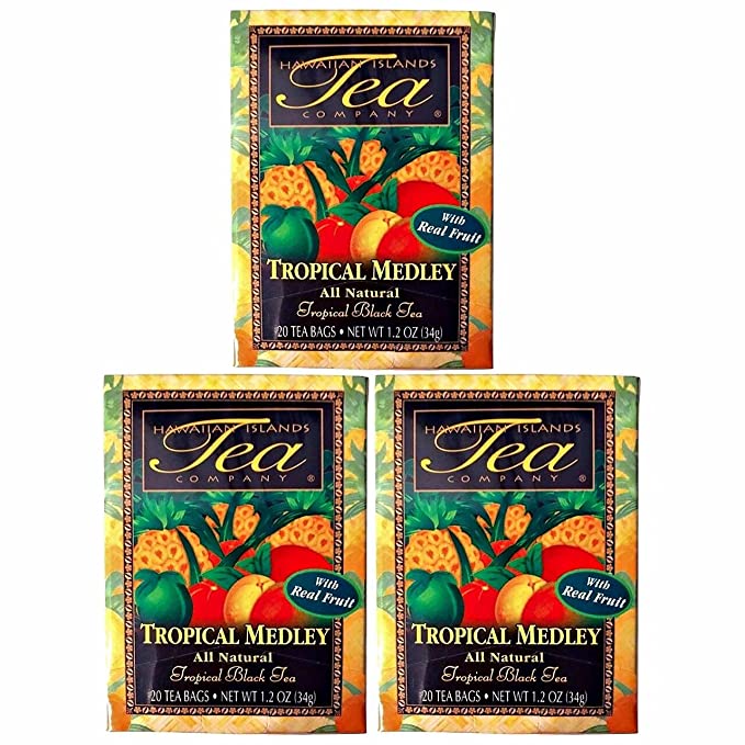 Hawaiian Islands Tropical Fruit Medley Black Tea, All Natural - 20 Teabags Per box (60 Tea Bags (Pack of 3)) - 726080000203