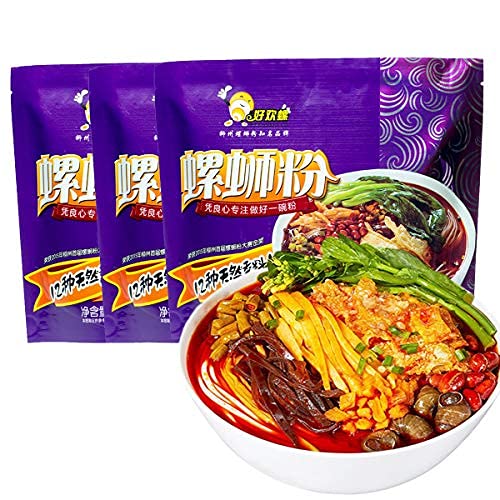  Chinese Food Hot and Sour Rice Noodles luo si fen, Guangxi Special Product Liuzhou Snail Noodles, Snail Rice Noodles, luo si rice noodles (Original flavor 300g,3 packs)  - 726347608975
