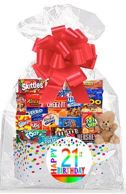  CakeSupplyShop Item#021BSG Happy 21st Birthday Rainbow Thinking Of You Cookies, Candy & More Care Package Snack Gift Box Bundle Set  - 726481859424