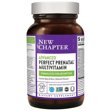 New Chapter Advanced Perfect Prenatal Vitamins - 270ct, Organic, Non-GMO Ingredients for Healthy Baby & Mom - Folate (Methylfolate), Iron, Vitamin D3, Fermented with Whole Foods and Probiotics (B003BEDU2M) - 727783003188