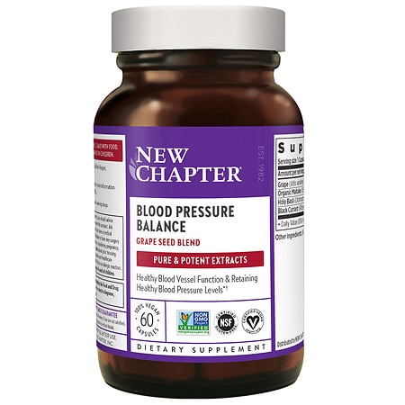 New Chapter Blood Pressure Supplement - Blood Pressure Take Care with Organic, Vegan Grapeseed + Black Currant + Non-GMO Ingredients for Blood Pressure Support - 60 Count (B002BSH3HM) - 727783004093
