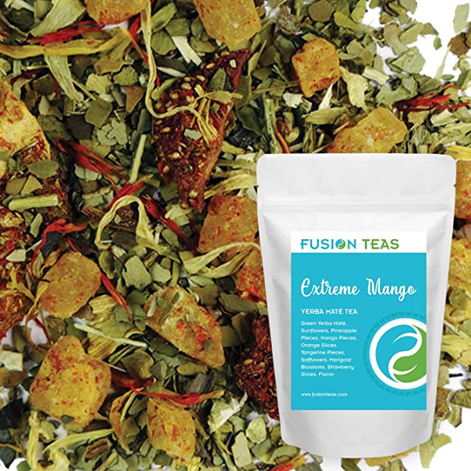 Extreme Mango Yerba Mate with Pineapple, Tangerine, & Orange - Gourmet Loose Leaf Energy Drink and Coffee Substitute - 4 Oz. Pouch - 727908204834
