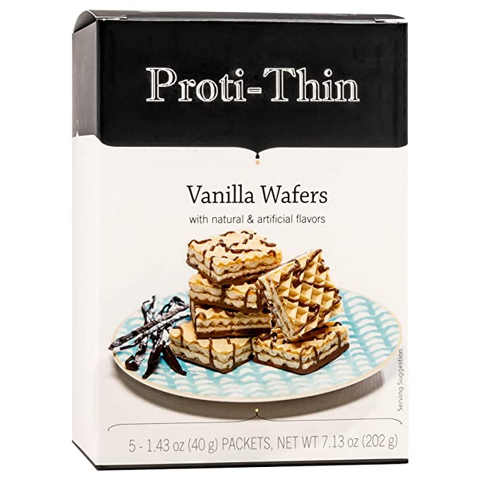  Proti-Thin High Protein Vanilla Wafer Squares, 15g Protein, Low Calorie, Low Sugar, Aspartame Free, Diet Wafer Bars, Healthy Snack, 2 Wafers per Serving, 5 Count Box  - 728028174793
