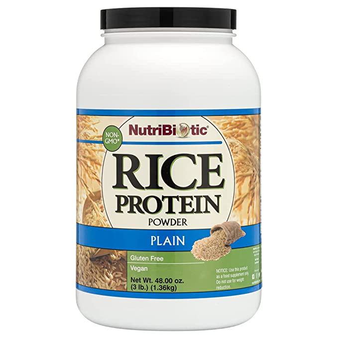  NutriBiotic Plain Rice Protein, 3 Lb (1.36kg) | Low Carb, Vegan & Raw Protein Powder | Grown and Processed Without Chemicals, Gluten or GMOs | Keto Friendly & Easy to Digest  - 785923594682