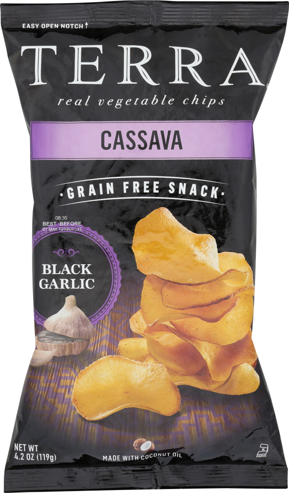 TERRA CHIPS: Black Garlic Cassava Chips, 4.2 oz - 0728229015604