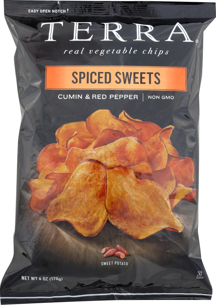 TERRA CHIPS: Spiced Sweets Cumin & Red Pepper Sweet Potato Chips, 6 oz - 0728229234562