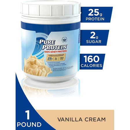 Pure Protein Powder, Whey, High Protein, Low Sugar, Gluten Free, Vanilla Cream, 1 lb - 728594777619