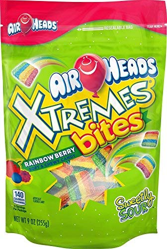 AirHeads Chewy Bites Resealable Bag 9oz (Xtremes Rainbow Bites) - 729253528405