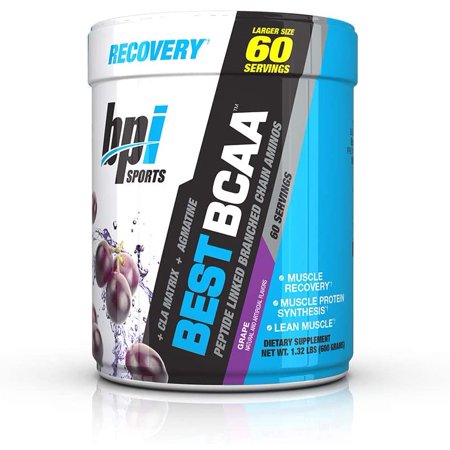 BPI Sports Best BCAA - BCAA Powder - Branched Chain Amino Acids - Muscle Recovery - Muscle Protein Synthesis - Lean Muscle - Improved Performance – Hydration – Grape - 60 Servings - 1.32 Pound - 729555669158