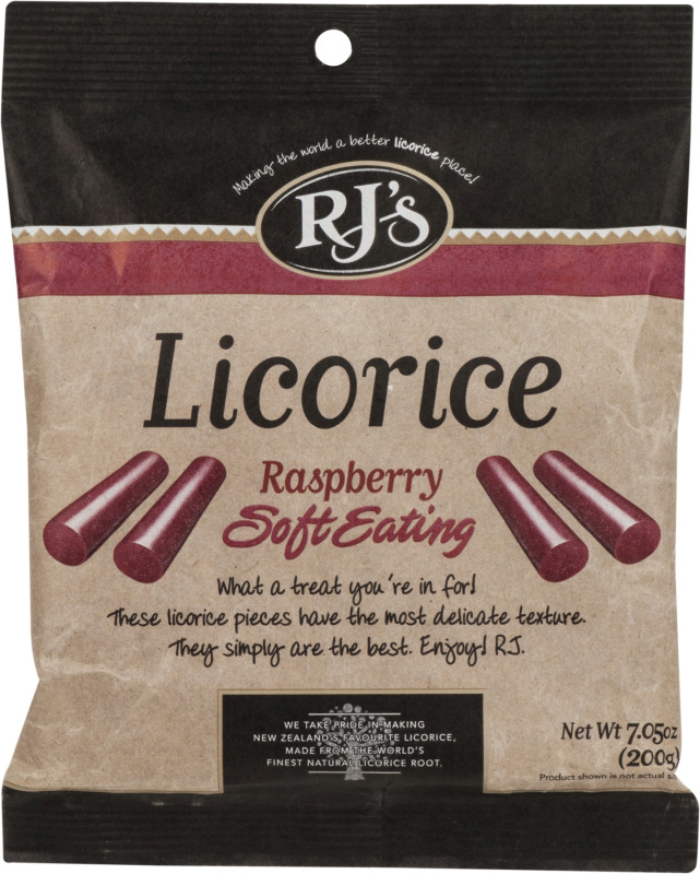 RJS LICORICE: Natural Raspberry Soft Eating Licorice, 7.05 oz - 0730982000261