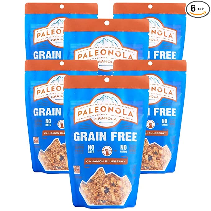  Paleonola Grain Free Granola | Gluten Free, Non-GMO, Dairy Free, No Refined Sugars, 10 Oz Bags (Cinnamon Blueberry, 6 Pack) - 602573181898