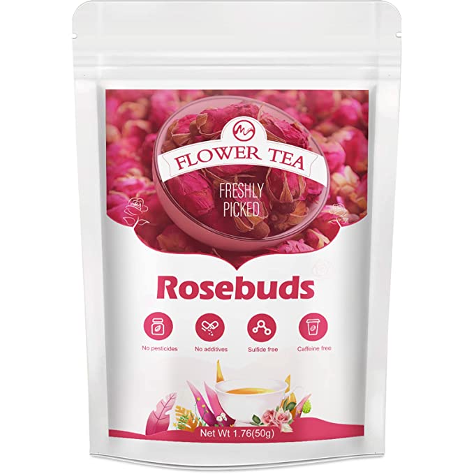  Edible Dried Rose Buds Flowers, 100 % Organic Natural Dried Edible Flower 50g(1.76 oz), Rose Buds Premium Food-grade, Non-GMO For Rose Herbal Tea, Cake Decorating, Garnish, Culinary, Baking, Cocktail  - 731946818663