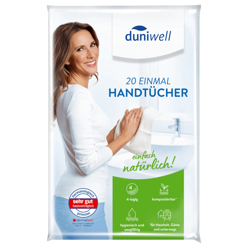 Duniwell Einmal-Handtücher weiß 4-lagig 25x40cm 20 Stück - 7321011689651