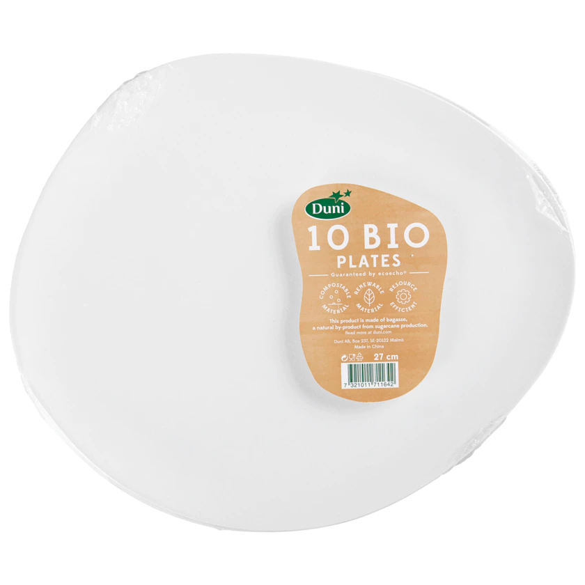 Duni Bio Pappteller Bagasse weiss 27cm 10 Stück - 7321011711642