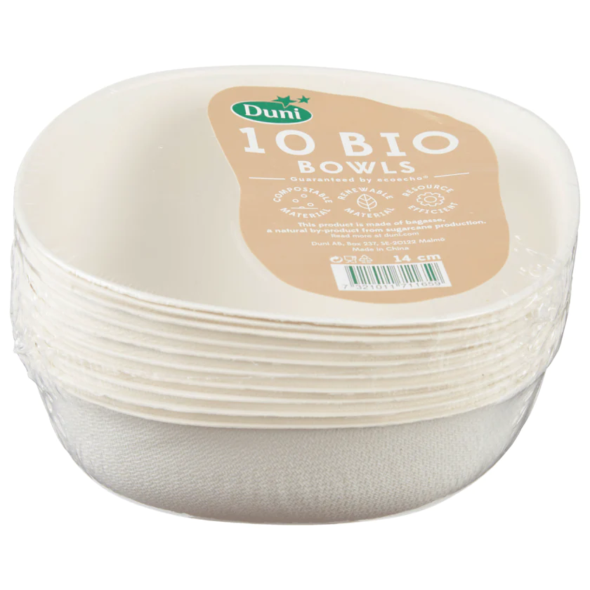 Duni Bio Einweg-Schüsseln Bagasse 14cm 10 Stück - 7321011711659