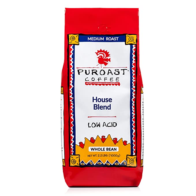 Puroast Low Acid Whole Bean Coffee, Bold House Blend, High Antioxidant, 2.2 Pound Bag - 732148101218