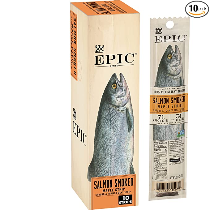  EPIC Smoked Salmon Strips, Wild Caught, Paleo Friendly, 0.8 Ounce (Pack of 10)  - 732153031739