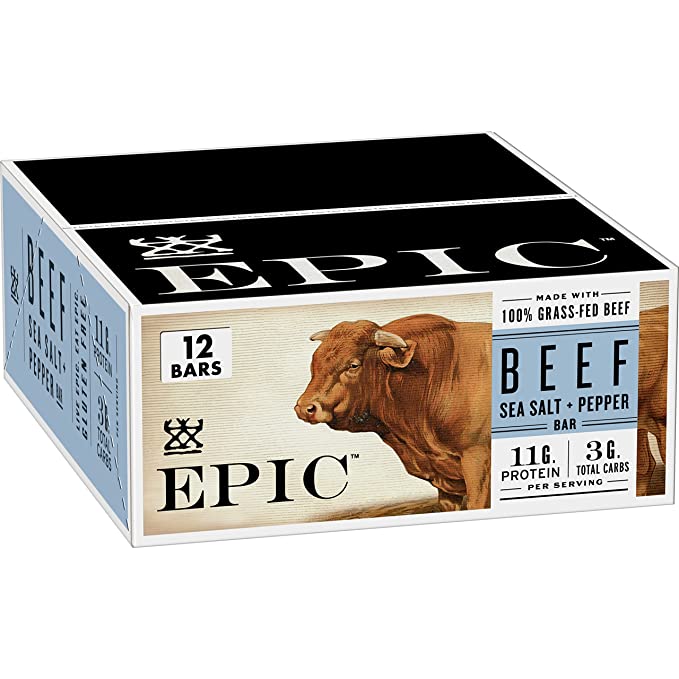  EPIC Beef Sea Salt + Pepper Protein Bar, Keto Consumer Friendly, 12CT 1.3oz bars  - 732153117778