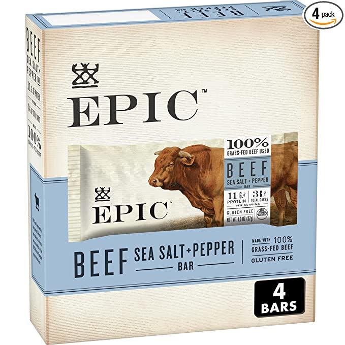 Epic Beef Sea Salt Pepper Bars, Keto CONSUMER Friendly, 1.5 Oz (Pack Of 4) - 732153117846