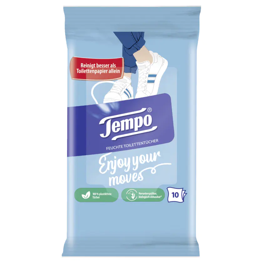 Tempo feuchtes Toilettenpapier sanft & pflegend Travel-Pack 10 Tücher - 7322540728439