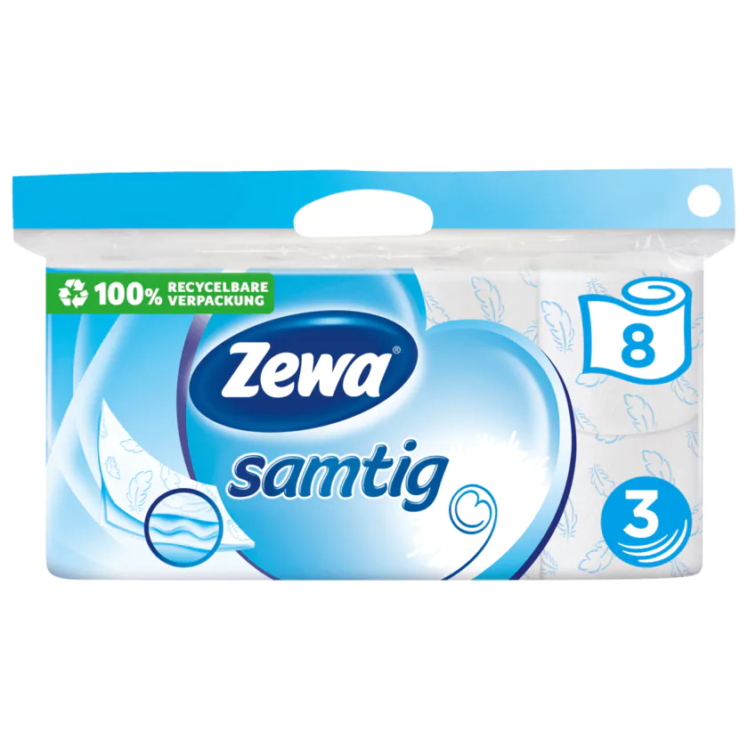 Zewa Samtig Toilettenpapier 3-lagig 8x140 Blatt - 7322540745788