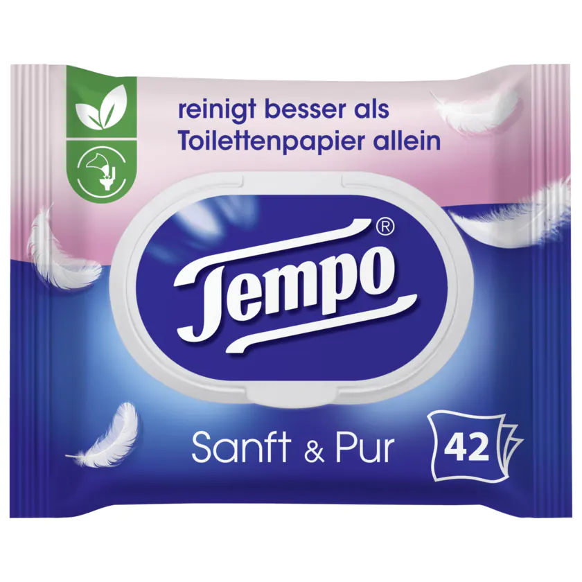 Tempo feuchte Toilettentücher sanft & pur 42 Tücher - 7322540907582