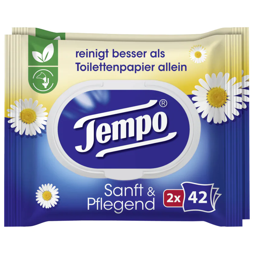 Tempo feuchte Toilettentücher sanft & pflegend 2x42 Tücher - 7322540907643