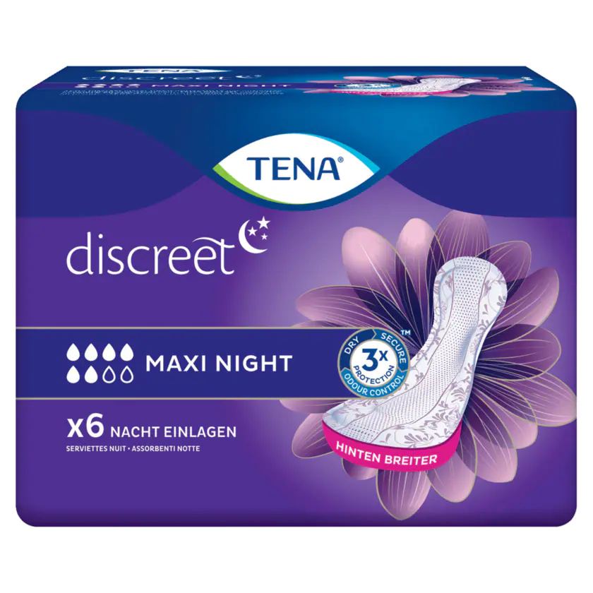 Tena Discreet Nacht Einlagen Maxi Night 6 Stück - 7322541091174