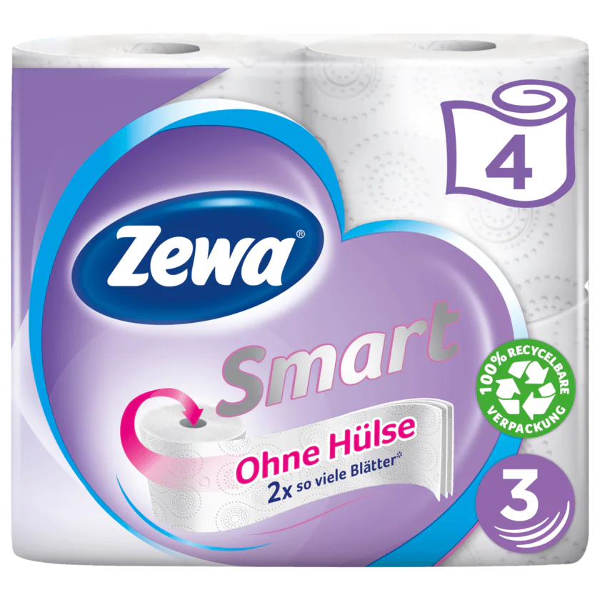 Zewa Smart Toilettenpapier ohne Hülse 4x300 Blatt - 7322541147741