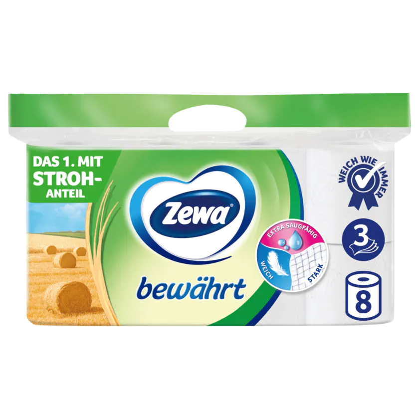 Zewa bewährt Toilettenpapier 3-lagig 8x150 Blatt - 7322541442488