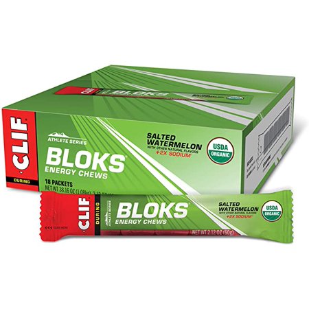 CLIF BLOKS - Energy Chews - Salted Watermelon -Non-GMO - Plant Based Food - Fast Fuel for Cycling and Running -Workout Snack (2.1 Ounce Packet 18 Count) - (Assortment May Vary) - 732338147446