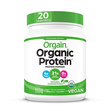Orgain Organic Unflavored Plant Based Protein Powder Natural Unsweetened - 21g of Protein Vegan Non Dairy Gluten Free No Sugar Added Soy Free Non-GMO 1.59 lb (Packaging May Vary) - 732338147521