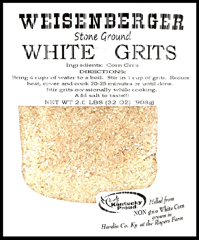  Weisenberger Stone Ground Grits - White Corn Grits Old Fashioned, Southern Style - Local, Kentucky Proud, Non GMO Old Fashioned Grits - Coarse Ground Grits - White, 2 lb - 732341347697