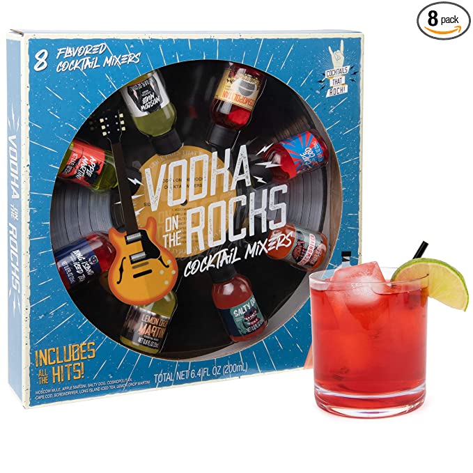 Thoughtfully Gifts, Greatest Hits Cocktail Mixers for Vodka Gift Set, Flavors Include Apple Martini, Screwdriver, Lemon Drop and More, Pack of 8 (Contains NO Alcohol) - 732346529722