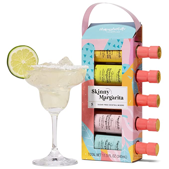  Thoughtfully Cocktails, Skinny Margarita Mixers, Vegan and Vegetarian, Sugar-Free Cocktail Mixers are Pre-Measured for a Single Serving and the Right Pour Every Time, Pack of 5 (Contains NO Alcohol)  - 732346567472