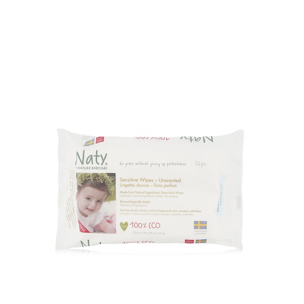 Naty by Nature unscented sensitive baby wipes x56 - Waitrose UAE & Partners - 7330933245012